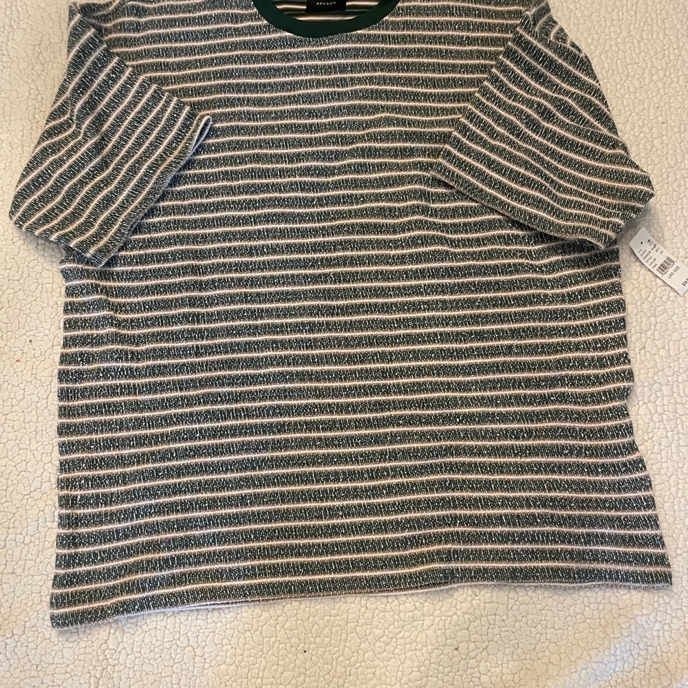 PacSun Green and White Striped Tee